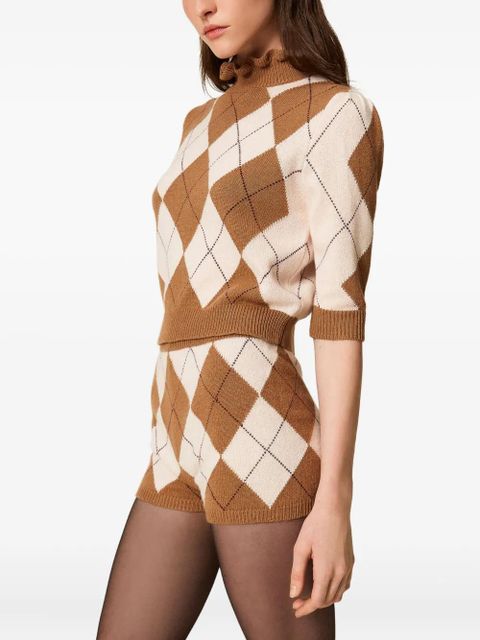 TWINSET diamond-pattern shorts - Brown