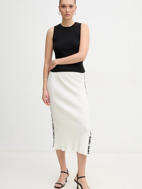 Dkny spódnica kolor biały midi ołówkowa - zdjęcie produktu nr 2