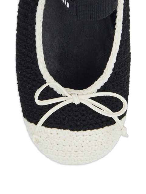 Miu Miu crochet bow ballet flats - Black