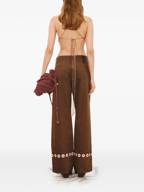 ALEMAIS crochet-knit pom-pom top - Neutrals
