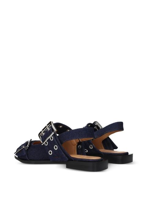 GANNI buckle-detail eyelet sandals - Blue