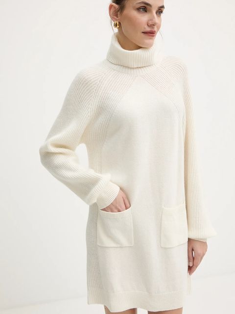 Liu Jo sukienka wełniana kolor biały mini prosta MF5063 MS009