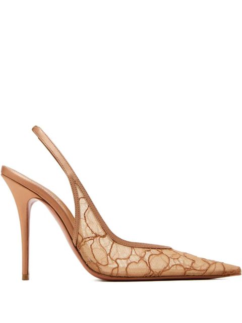 Amina Muaddi 105mm Anok lace slingback pumps - Neutrals - zdjęcie produktu nr 1