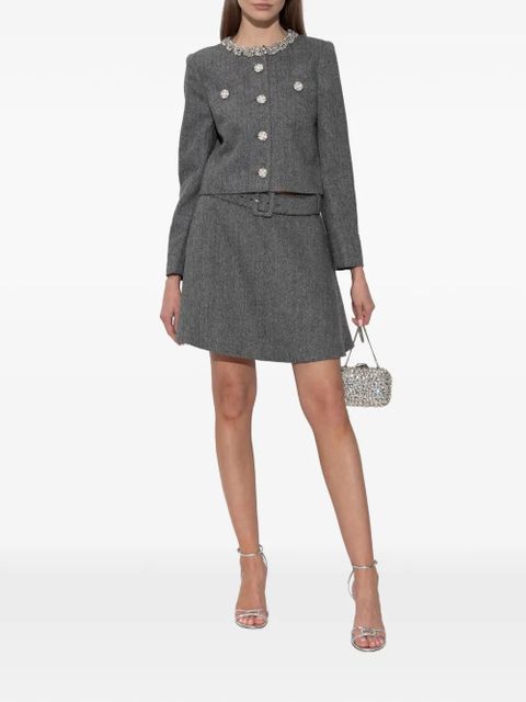 Self-Portrait belted A-line mini skirt - Grey - zdjęcie produktu nr 2