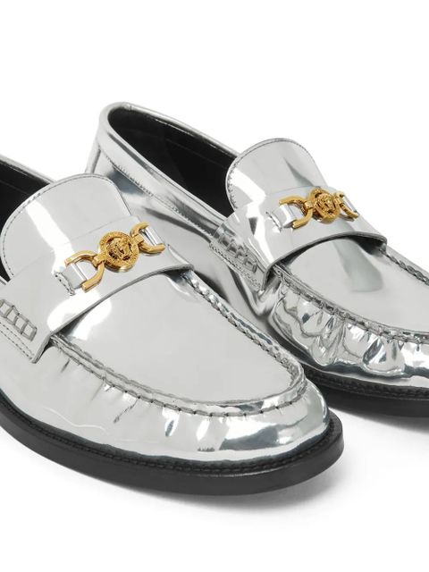 Versace Medusa metallic leather loafers - Silver