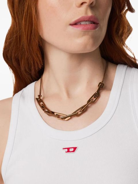 Diesel Dx1646200 interlocking logo chain necklace - Brown