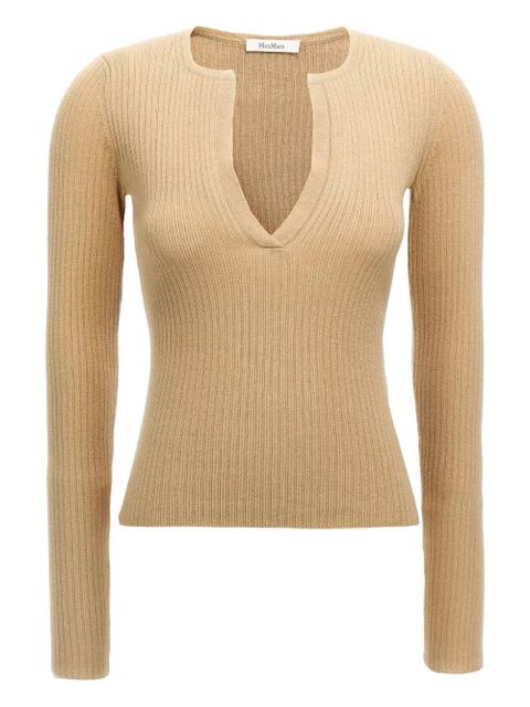 Max Mara ribbed v-neck sweater - Neutrals - zdjęcie produktu nr 1