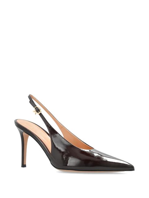 Gianvito Rossi Robbie patent-leather slingback pumps - Brown - zdjęcie produktu nr 2