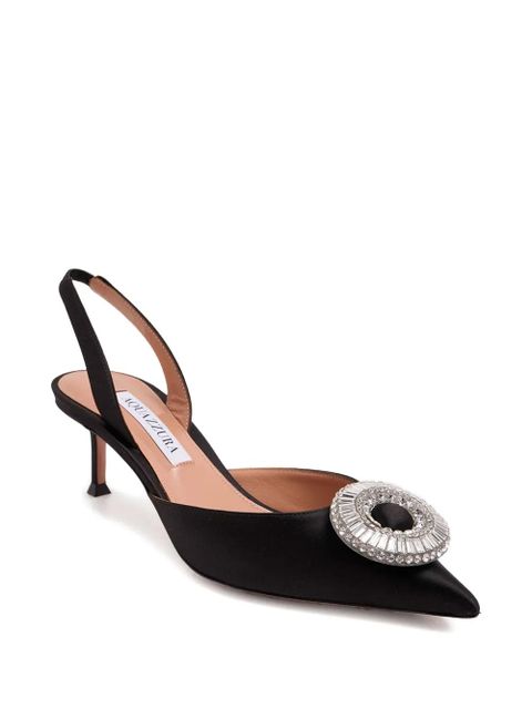Aquazzura 50mm crystal-embellished sling pumps - Black - zdjęcie produktu nr 2