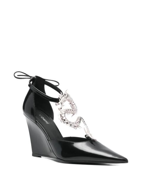 Coperni 95mm dragon wedge-heel pumps - Black