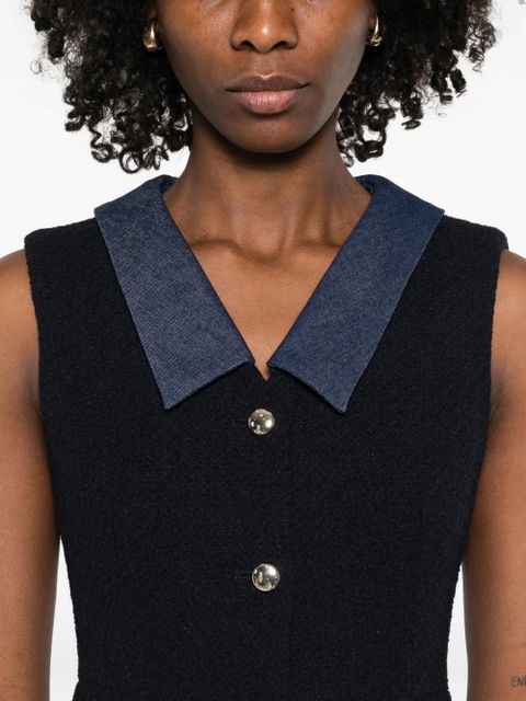 Maje patch-pocket button mini dress - Blue