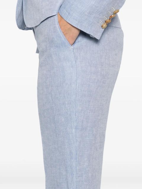 ETRO two side pockets linen tailored trousers - Blue