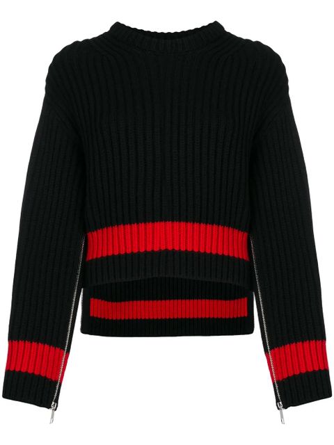 Alexander McQueen zipped sleeves chunky knit sweater - Black - zdjęcie produktu nr 1