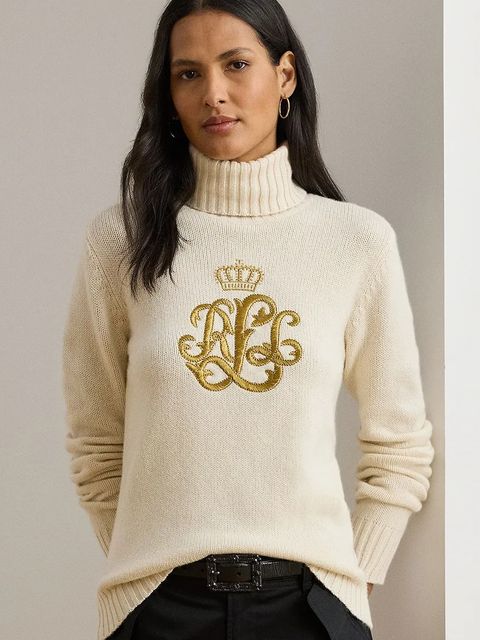 Lauren Ralph Lauren sweter z dodatkiem wełny damski kolor beżowy z golfem 200979687 - zdjęcie produktu nr 1