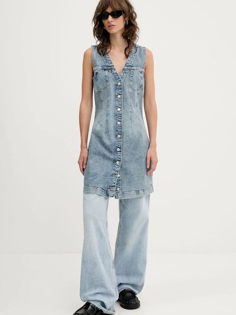 Tommy Jeans sukienka jeansowa kolor niebieski mini dopasowana DW0DW20520