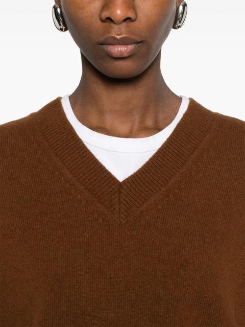 Róhe V-neck knitted sweater - Brown
