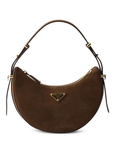 Prada mini Arqué suede shoulder bag - Brown - zdjęcie produktu nr 1