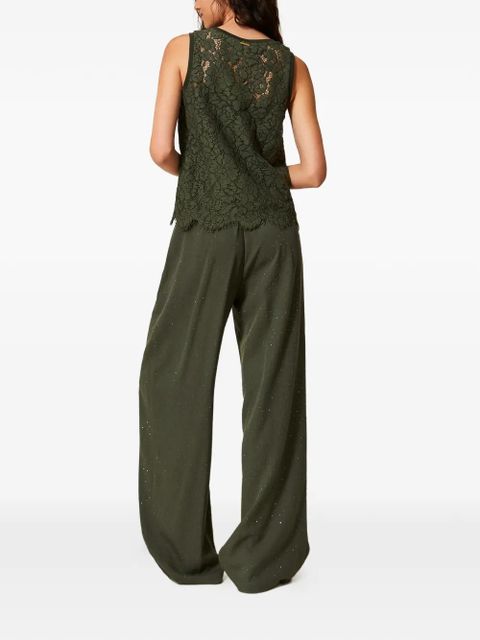 TWINSET studded twill trousers - Green