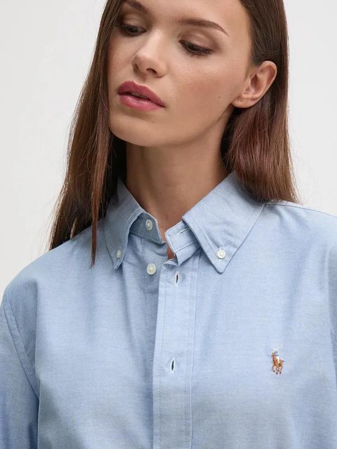 Polo Ralph Lauren koszula damska kolor niebieski regular z kołnierzykiem klasycznym 211941520 - zdjęcie produktu nr 2
