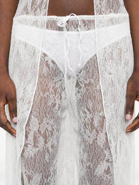 Oséree lace drawstring palazzo pants - White