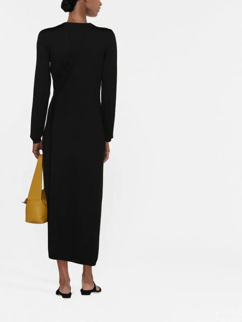 TOTEME side-tie wool midi dress - Black