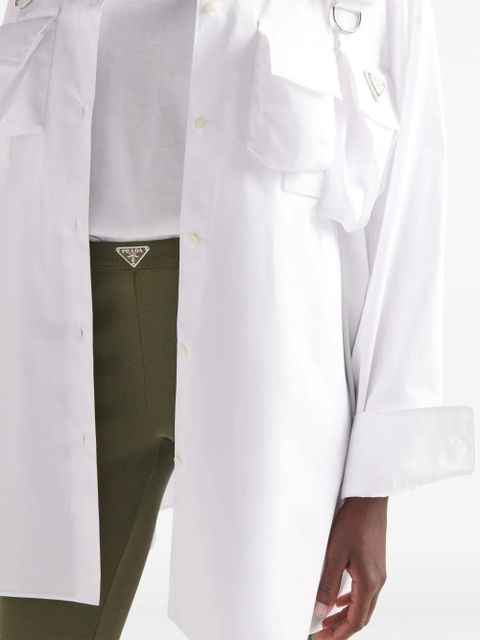 Prada triangle-logo cotton flared trousers - White