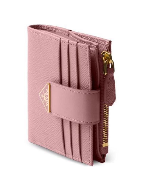 Prada small saffiano and smooth leather wallet - Pink