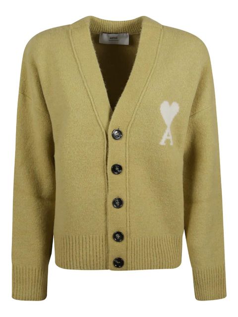 AMI Paris v-neck logo cardigan - Neutrals - zdjęcie produktu nr 1