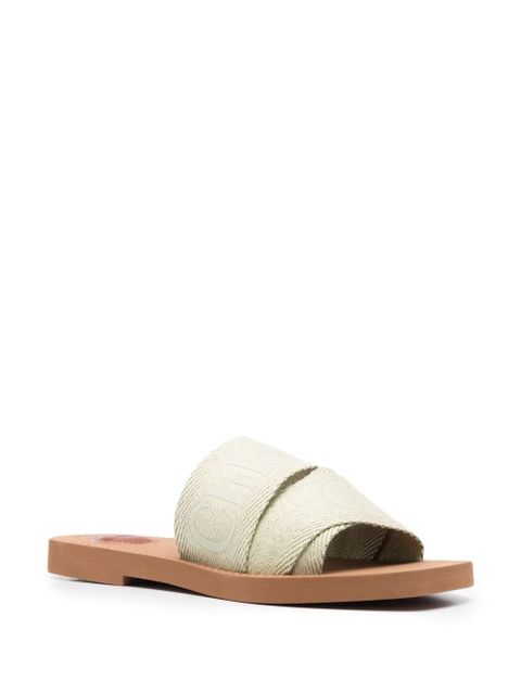 Chloé logo-print open-toe sandals - 34H HAZY GREEN - zdjęcie produktu nr 2
