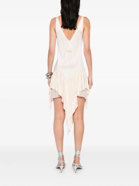 The Attico ruffled asymmetric mini dress - Neutrals