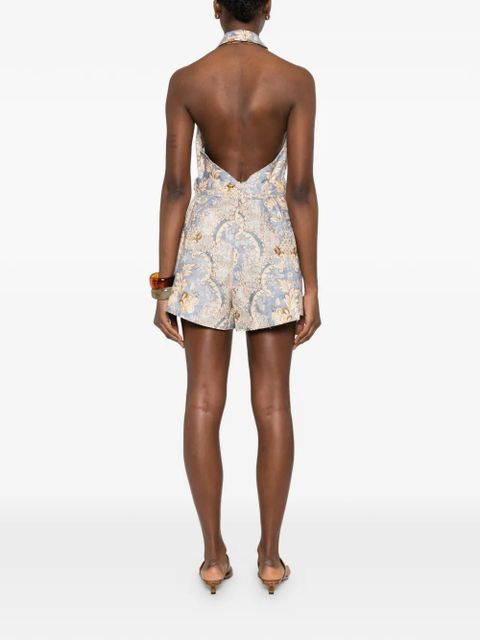 ZIMMERMANN floral belted playsuit - Blue