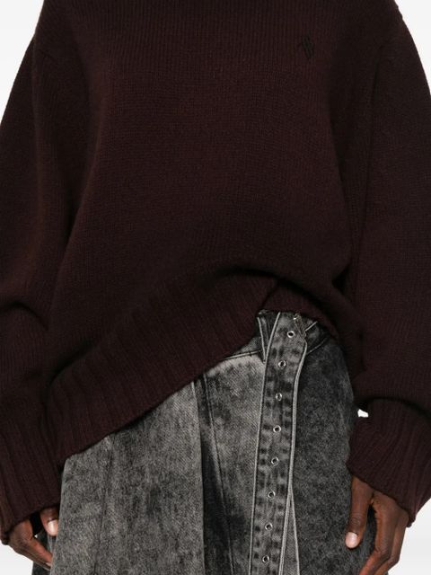 The Attico asymmetric ribbed-knit sweater - Brown