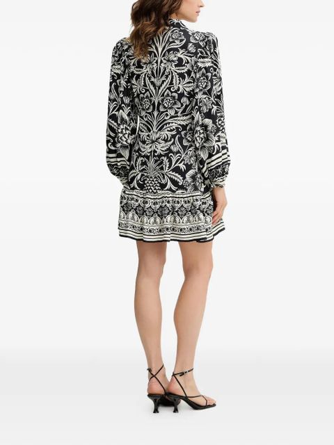 FARM Rio Lisbon floral puff-sleeve mini dress - Black