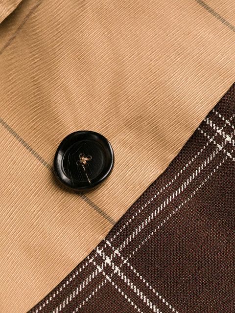 Marni two-tone checkered trench coat - Brown