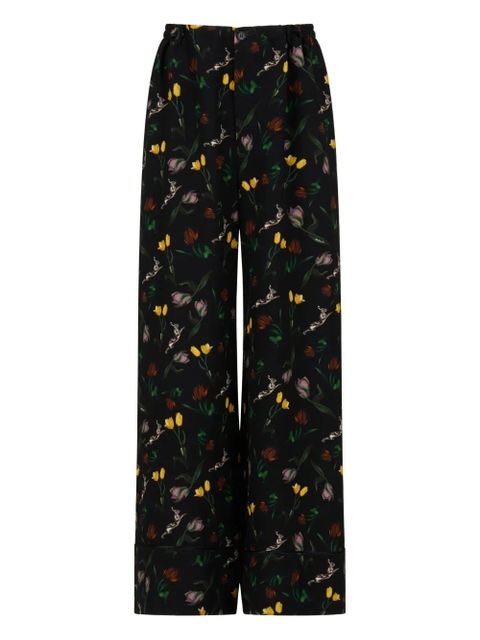 Marni floral-print wide-leg trousers - Black - zdjęcie produktu nr 1