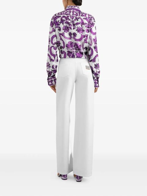 Dolce & Gabbana Majolica-print silk shirt - Purple