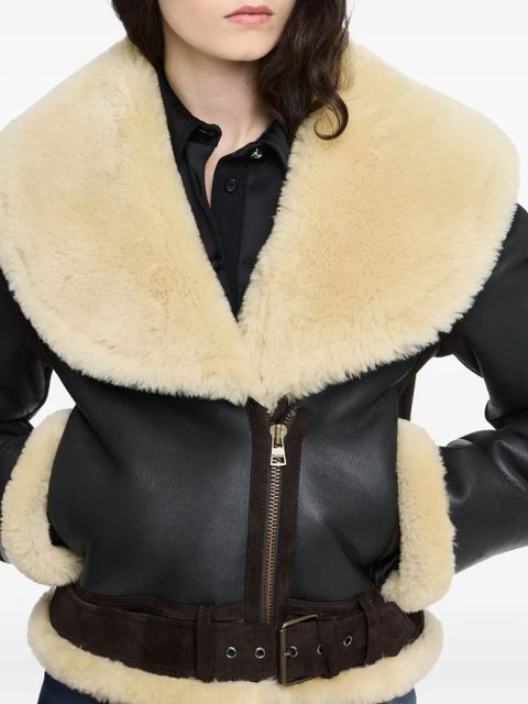 JW Anderson shearling-collar leather jacket - Brown