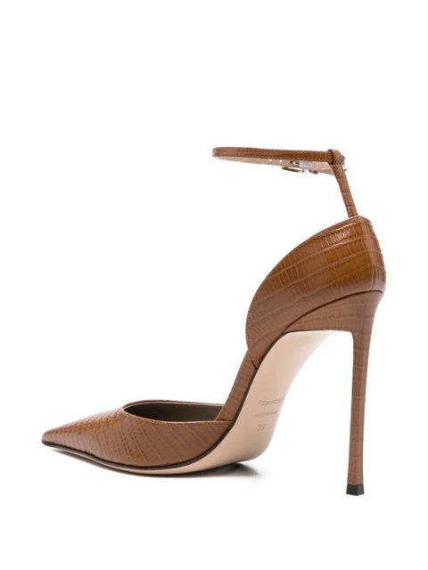 TOM FORD lizard-effect ankle-strap pumps - Brown