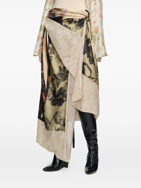 Maison Margiela asymmetrical floral midi skirt - Neutrals