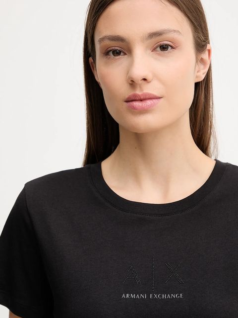 Armani Exchange t-shirt bawełniany damski kolor czarny XW001459 AF10356 - zdjęcie produktu nr 2