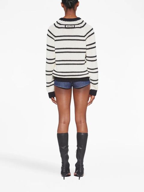 Miu Miu striped cotton jumper - White