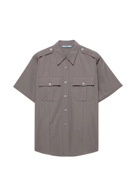 Prada short-sleeved poplin shirt - Grey - zdjęcie produktu nr 1