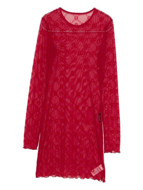 Marine Serre moonogram long-sleeve mini dress - Red - zdjęcie produktu nr 2