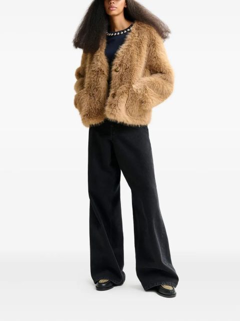 Essentiel Antwerp faux-fur button jacket - Brown - zdjęcie produktu nr 2