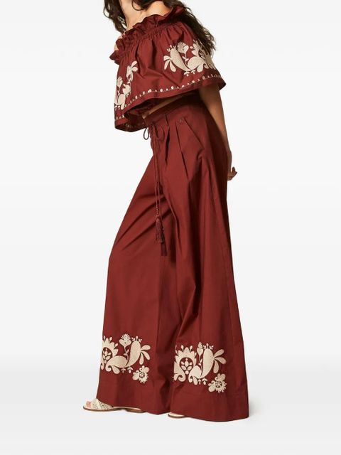 TWINSET floral-embroidered palazzo pants