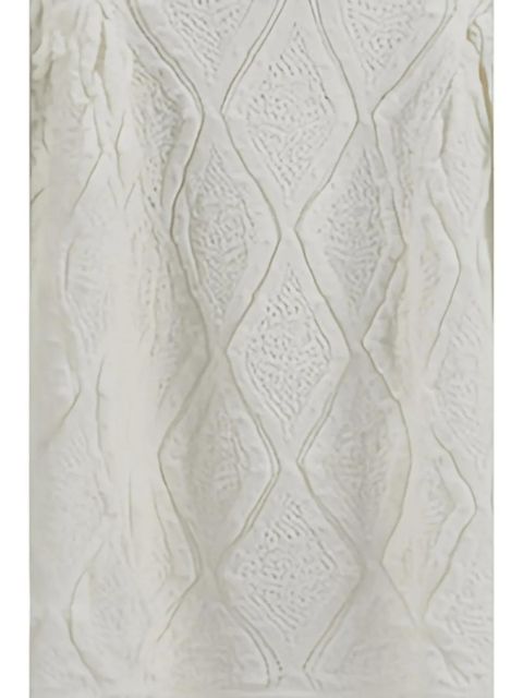 Self-Portrait pointelle-knit flared mini dress - White