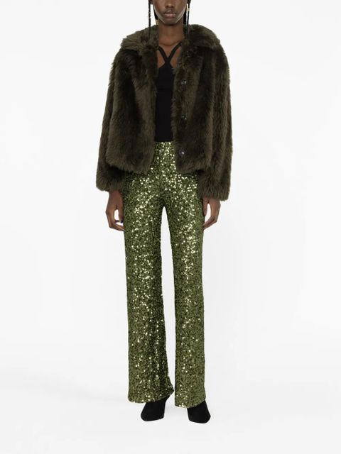 Yves Salomon long-haired woven wool jacket - Green - zdjęcie produktu nr 2