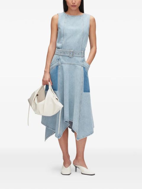3.1 Phillip Lim patchwork belted cotton midi dress - Blue - zdjęcie produktu nr 2