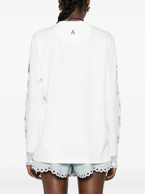 ALEMAIS graphic print long-sleeved top - White