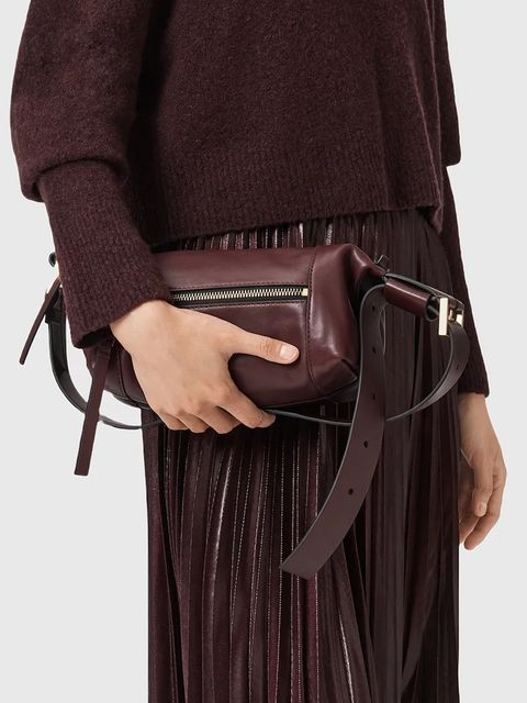 AllSaints torebka skórzana VEGA kolor czerwony W196XD - zdjęcie produktu nr 2